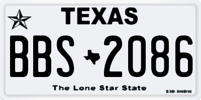 TX license plate BBS2086