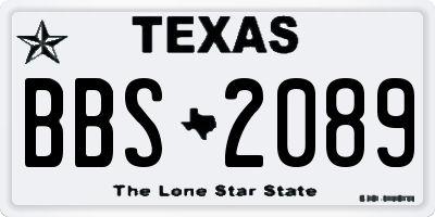 TX license plate BBS2089