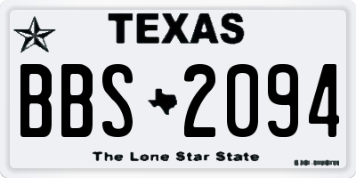 TX license plate BBS2094