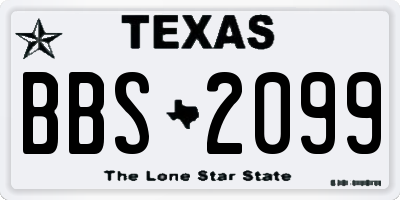 TX license plate BBS2099