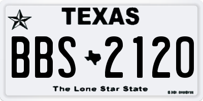 TX license plate BBS2120