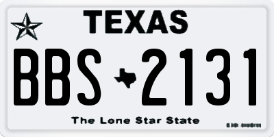 TX license plate BBS2131