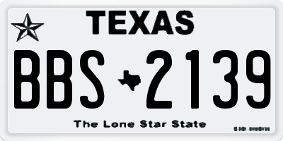 TX license plate BBS2139