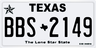 TX license plate BBS2149