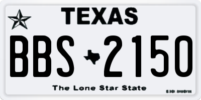 TX license plate BBS2150