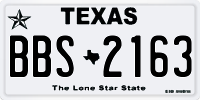TX license plate BBS2163
