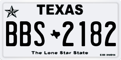 TX license plate BBS2182