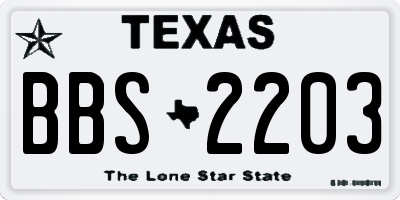 TX license plate BBS2203