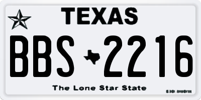 TX license plate BBS2216