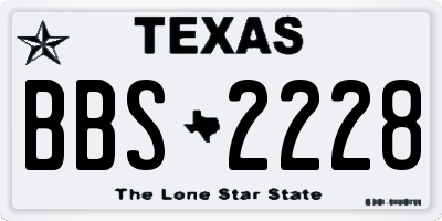 TX license plate BBS2228