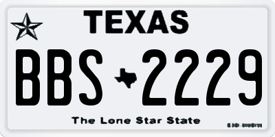 TX license plate BBS2229