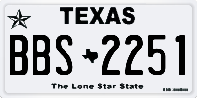 TX license plate BBS2251