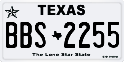 TX license plate BBS2255