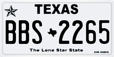 TX license plate BBS2265