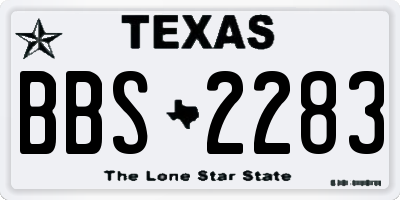 TX license plate BBS2283