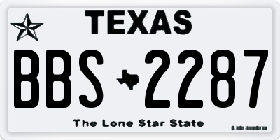 TX license plate BBS2287