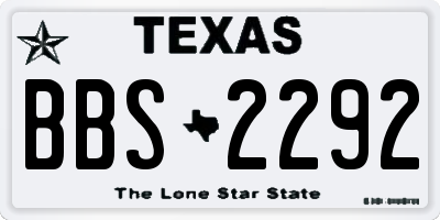 TX license plate BBS2292