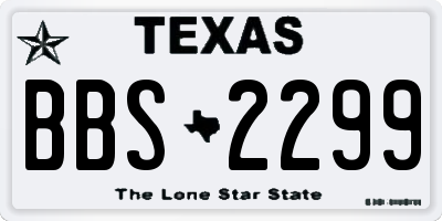 TX license plate BBS2299
