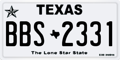 TX license plate BBS2331