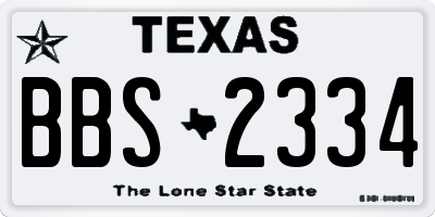TX license plate BBS2334