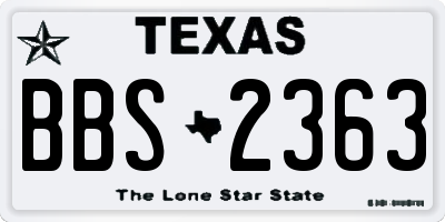TX license plate BBS2363