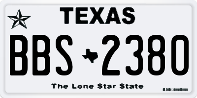 TX license plate BBS2380