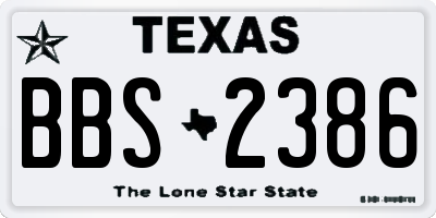 TX license plate BBS2386