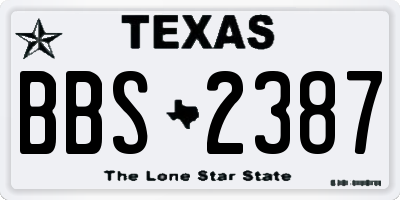TX license plate BBS2387