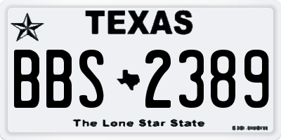 TX license plate BBS2389