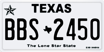 TX license plate BBS2450