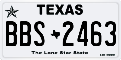 TX license plate BBS2463
