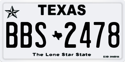 TX license plate BBS2478