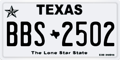 TX license plate BBS2502