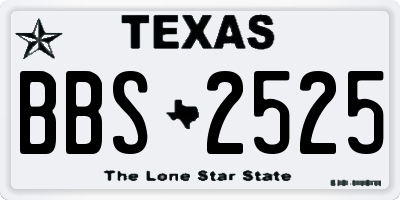 TX license plate BBS2525
