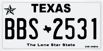 TX license plate BBS2531