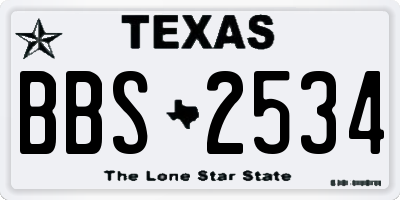 TX license plate BBS2534