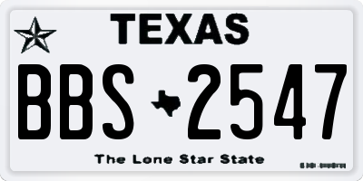 TX license plate BBS2547