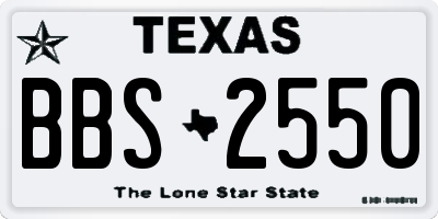 TX license plate BBS2550
