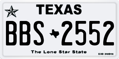 TX license plate BBS2552