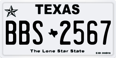 TX license plate BBS2567