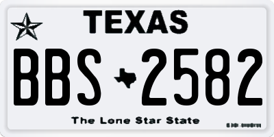TX license plate BBS2582
