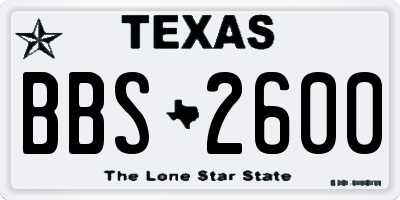 TX license plate BBS2600