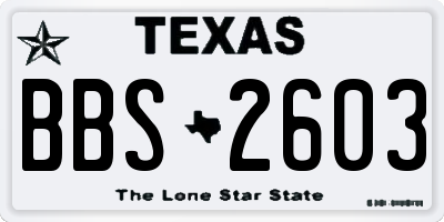 TX license plate BBS2603