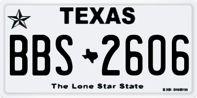TX license plate BBS2606