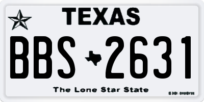 TX license plate BBS2631