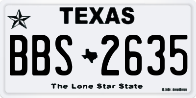 TX license plate BBS2635