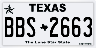 TX license plate BBS2663
