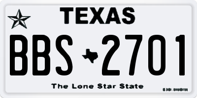 TX license plate BBS2701