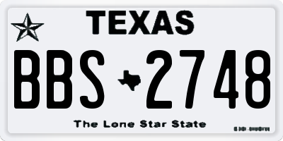 TX license plate BBS2748