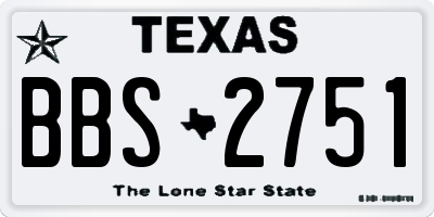 TX license plate BBS2751